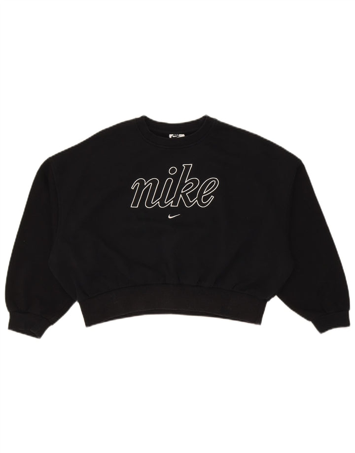 Nike Girls Oversized Crop Sweatshirt Džemper 10-11 Years Medium Black