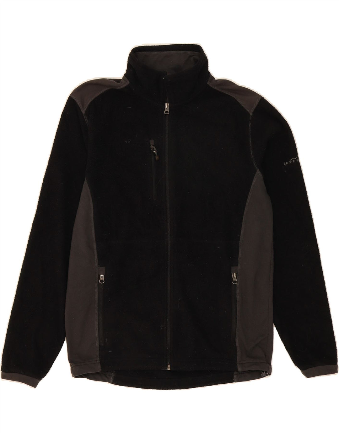 EDDIE BAUER Mens Fleece Jacket UK 38 Medium Black Colourblock Polyester Vintage Eddie Bauer and Second-Hand Eddie Bauer from Messina Hembry 