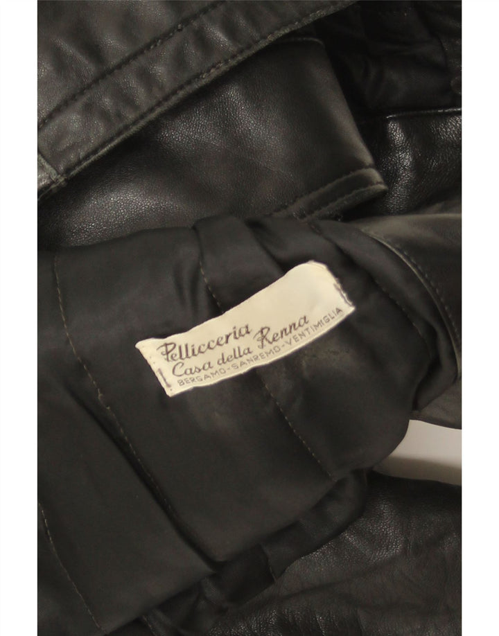 PELLICCERIA Womens 3/4 Sleeve Leather Jacket UK 14 Medium Black