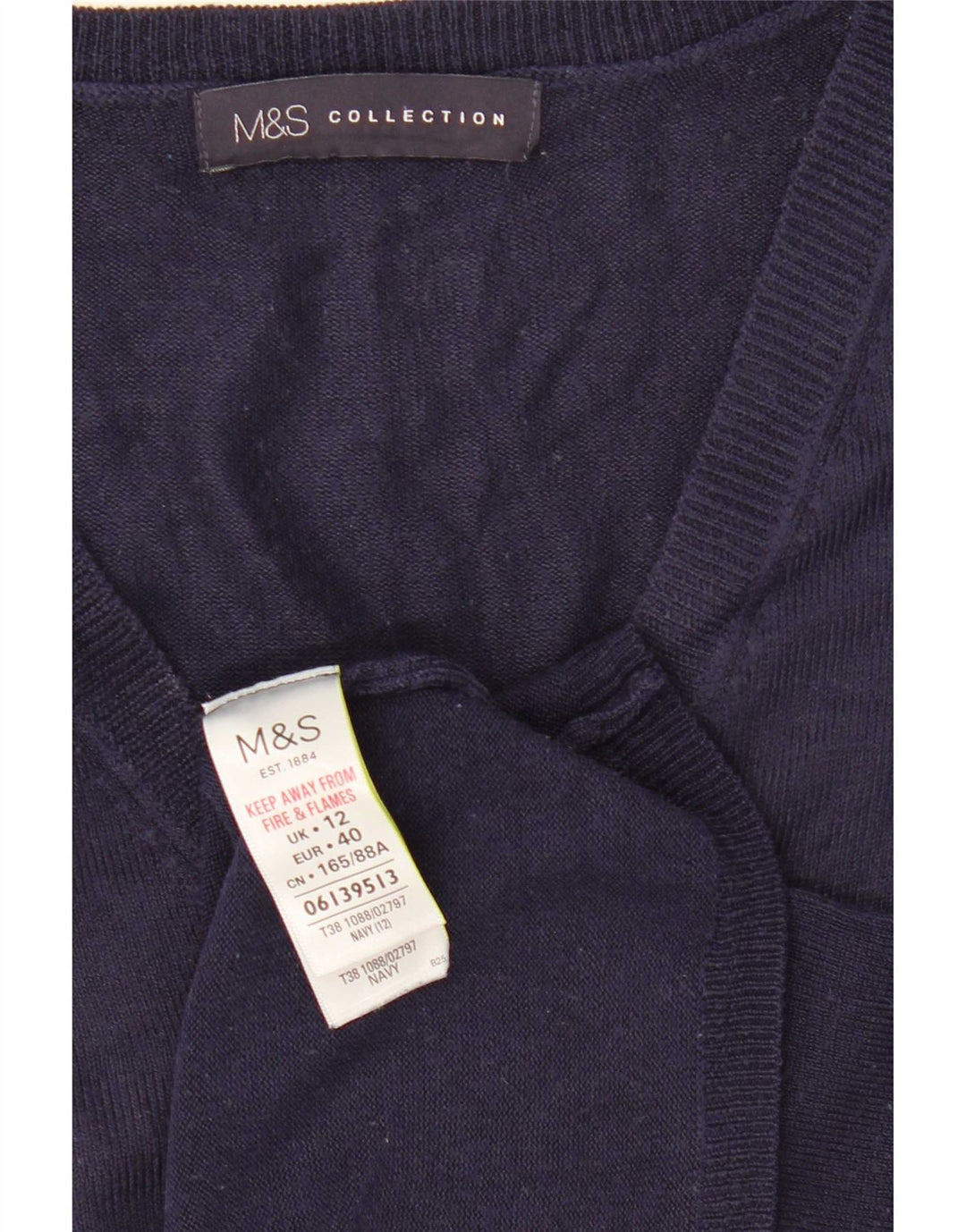 Marks & Spencer ženski džemper s V-izrezom UK 12 srednje tamnoplava