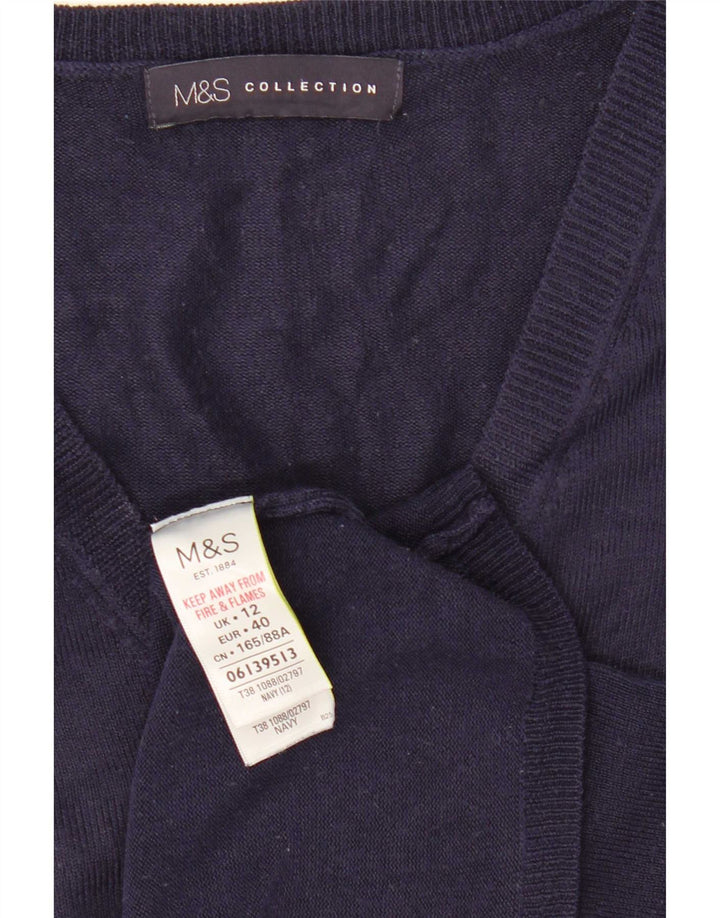 Marks & Spencer ženski džemper s V-izrezom UK 12 srednje tamnoplava