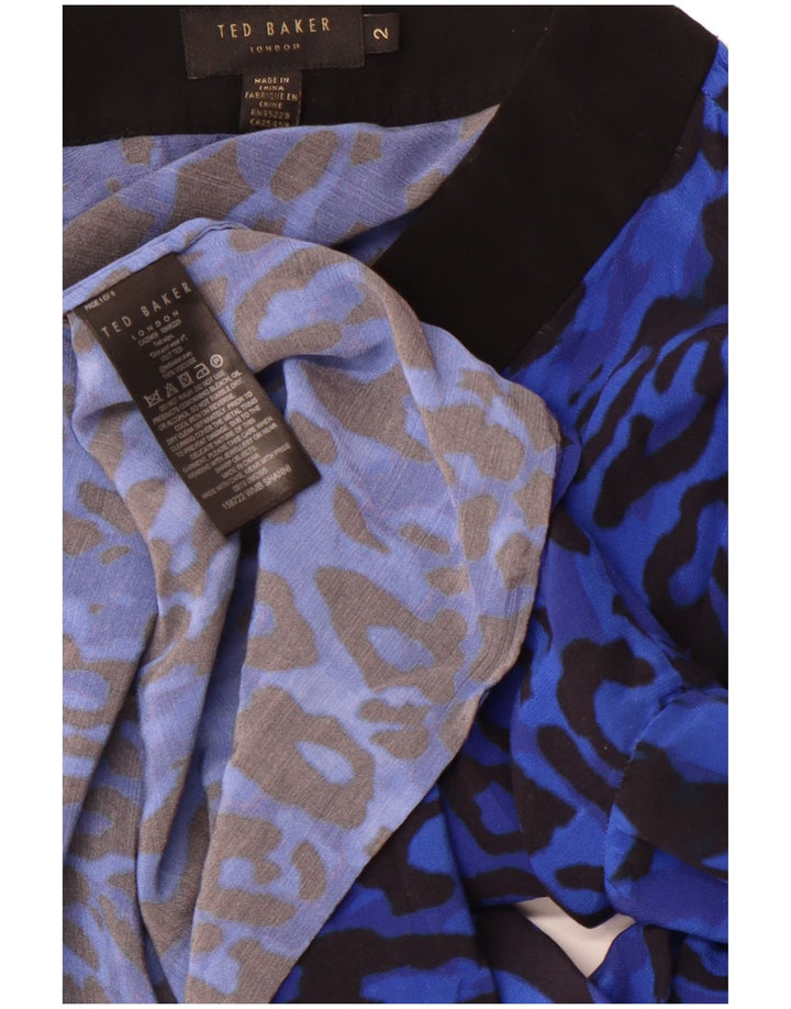 TED BAKER Ženska bluza dugih rukava, top veličina 2, mali plavi životinjski print