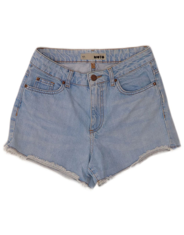 Topshop ženske moto traper kratke hlače W26 male plave boje pamuka