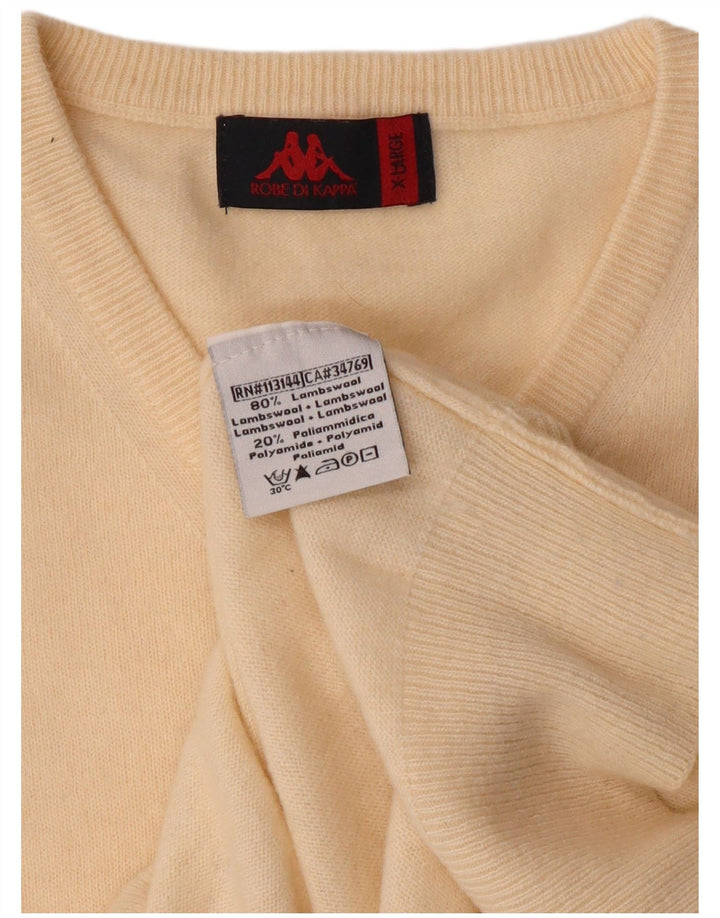 Kappa muški džemper s V-izrezom XL od bijele janjeće vune