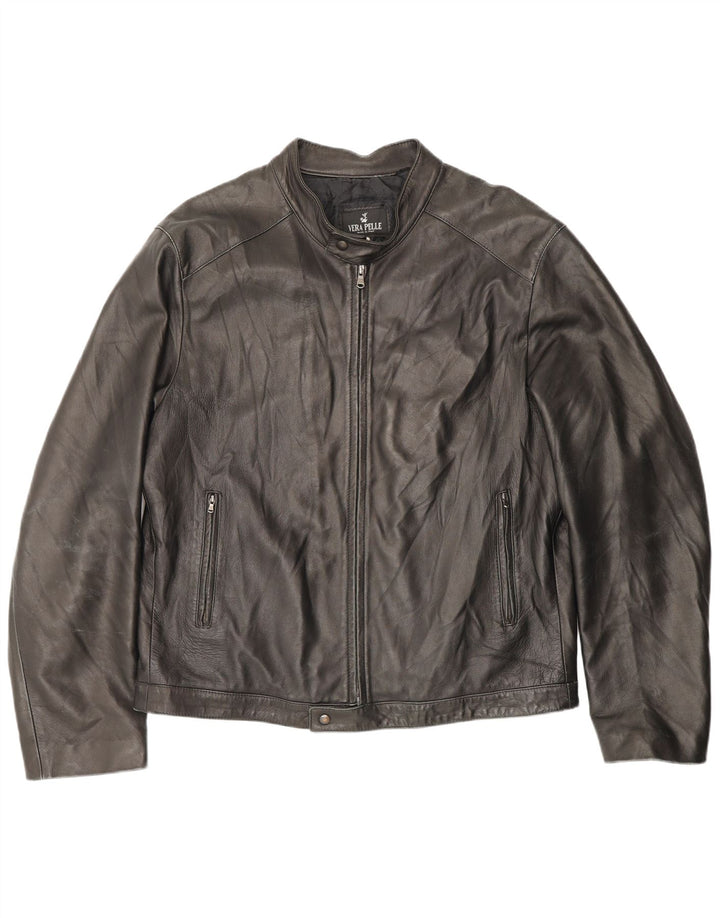 Vintage ženska kožna jakna s patentnim zatvaračem IT 54 2XL smeđa koža