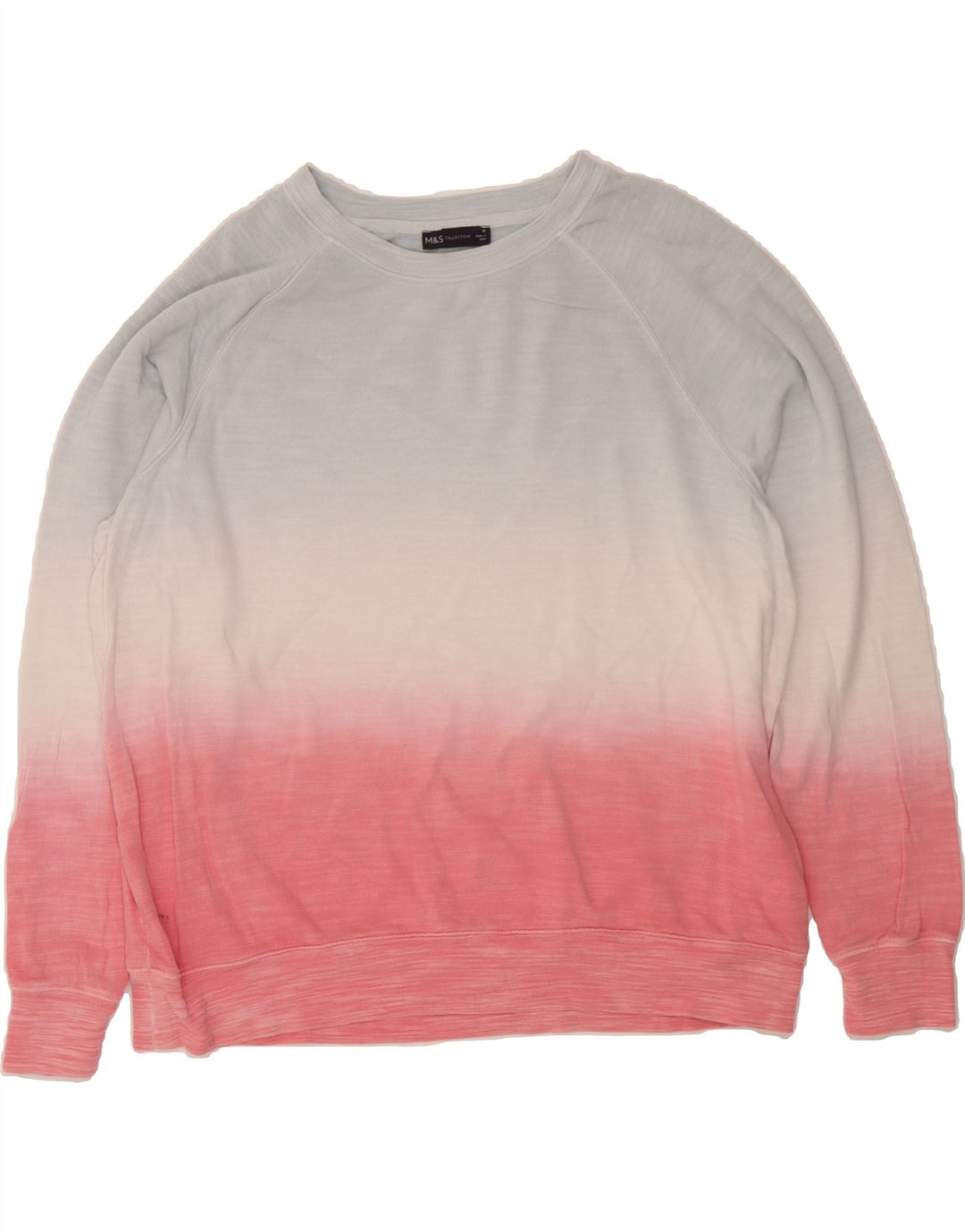MARKS & SPENCER Womens Sweatshirt Jumper UK 16 Large Pink Colourblock Vintage Marks & Spencer and Second-Hand Marks & Spencer from Messina Hembry 