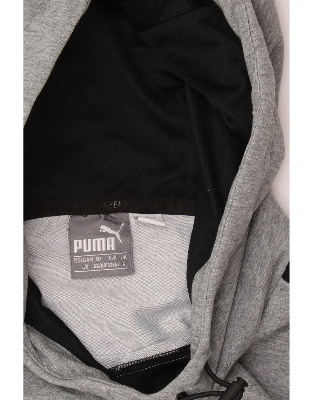 PUMA Mens Hoodie Jumper Large Grey Colourblock Vintage Puma and Second-Hand Puma from Messina Hembry 