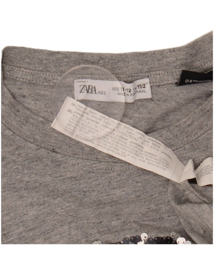 ZARA majica dugih rukava za djevojčice, 11-12 godina, sivi pamuk