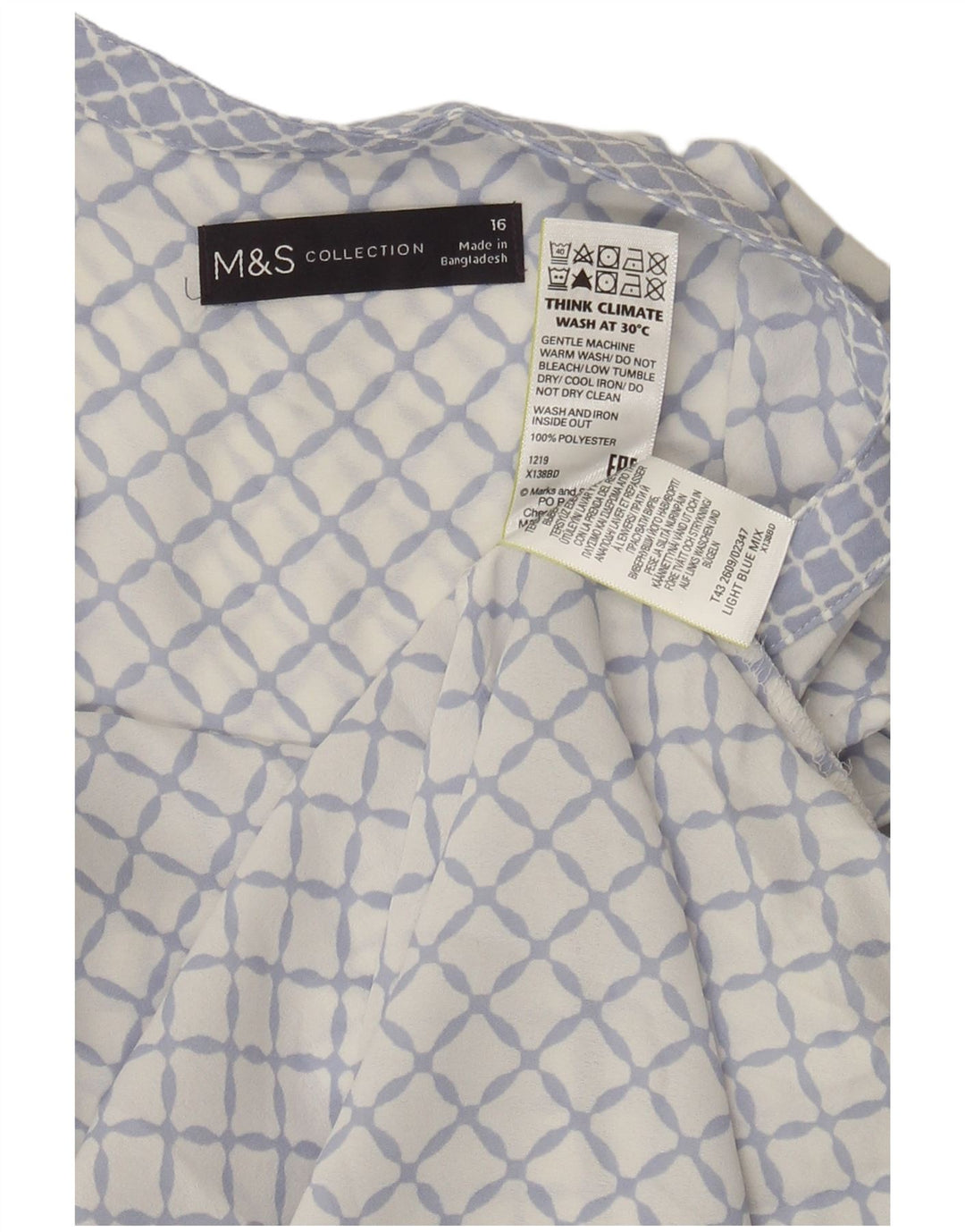 Marks & Spencer ženski gornji dio bluze bez rukava UK 16 Large Blue Geometric