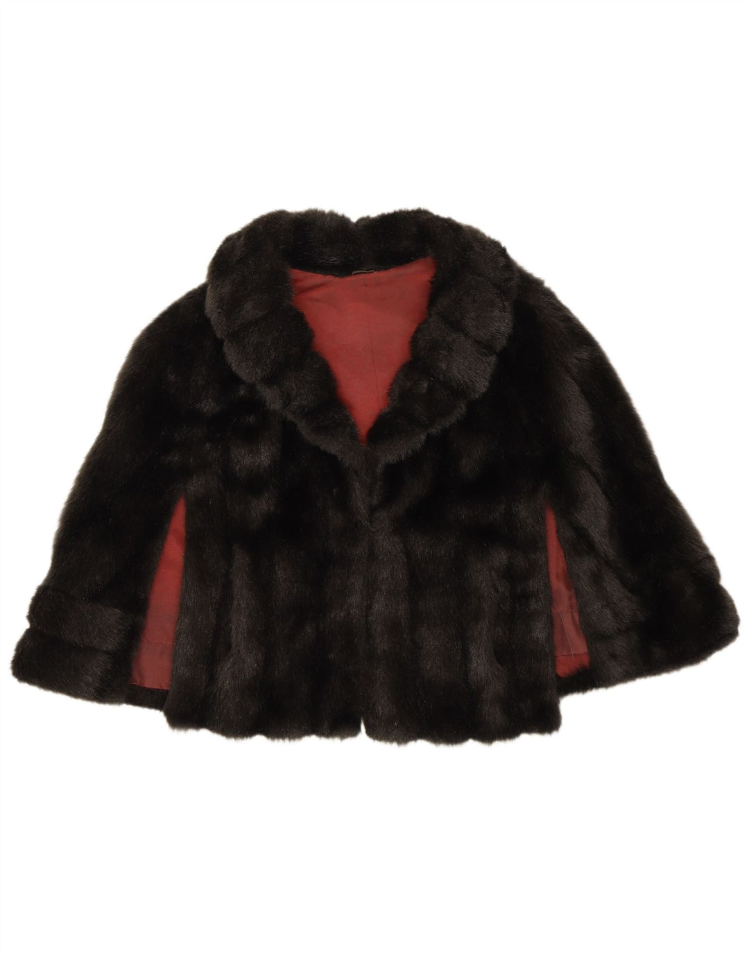 VINTAGE ženska pončo bolero jakna od umjetnog krzna jedna veličina crna