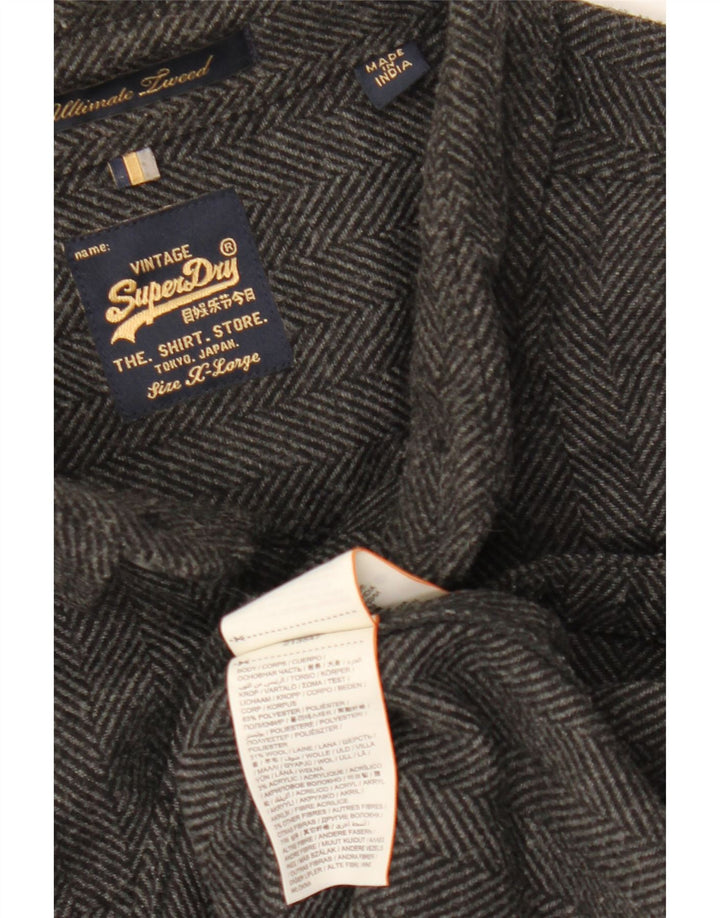 SUPERDRY muška flanelska košulja XL siva riblja kost poliester