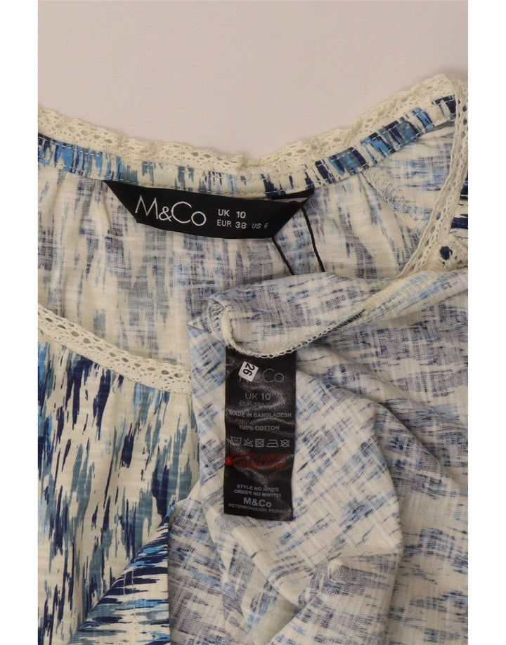 M&Co Top ženska bluza UK 10 Small Blue Ikat Cotton