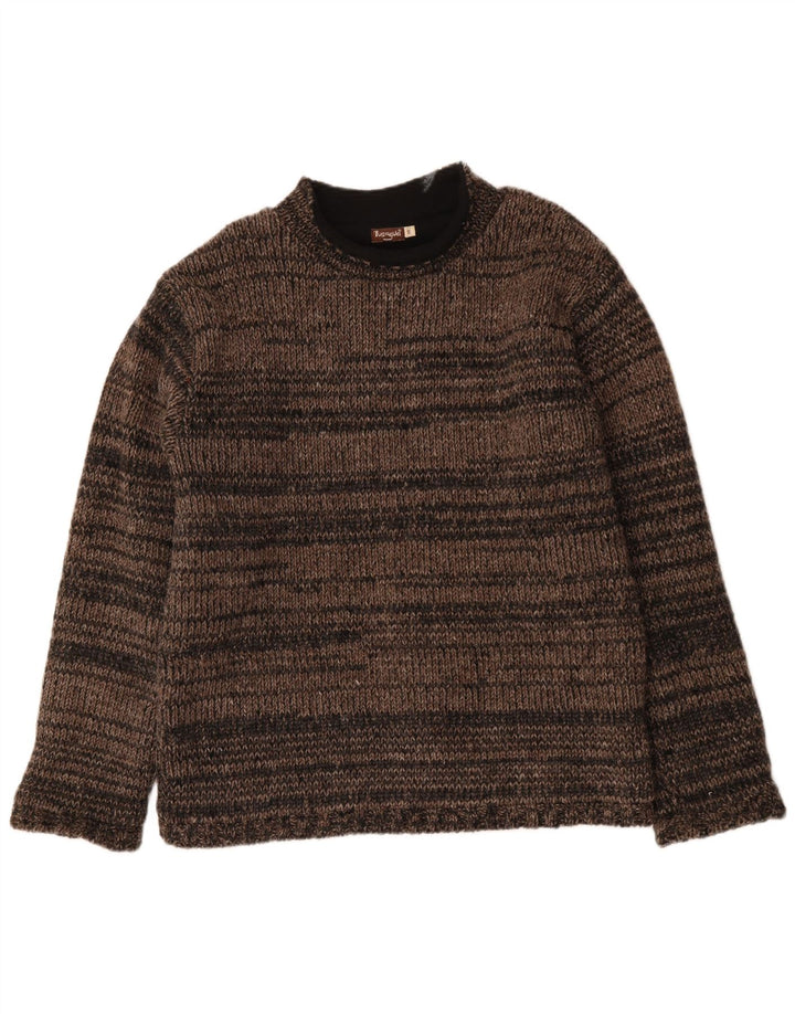 VINTAGE muški džemper s kornjačastim ovratnikom srednje smeđe vune na pruge