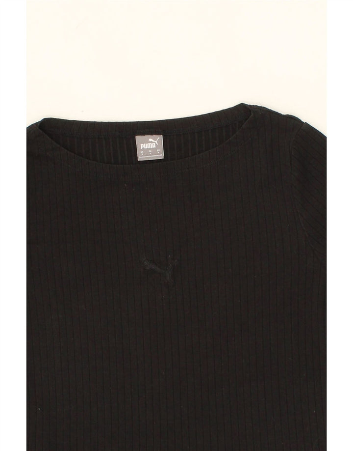 PUMA Womens Crop T-Shirt Top UK 10 Small Black Vintage Puma and Second-Hand Puma from Messina Hembry 