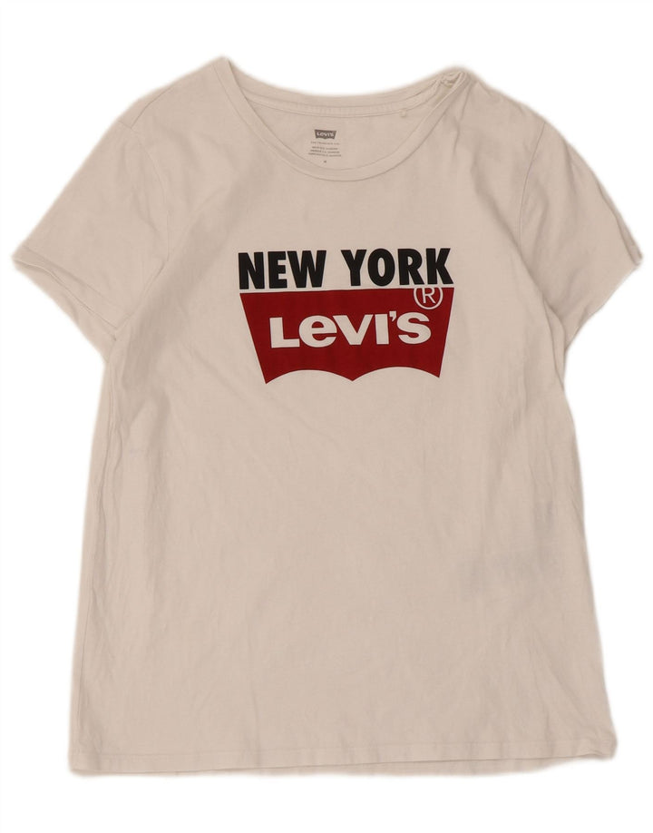 Gornja ženska majica kratkih rukava Levi's s grafičkim motivima UK 12 Srednje bijeli pamuk