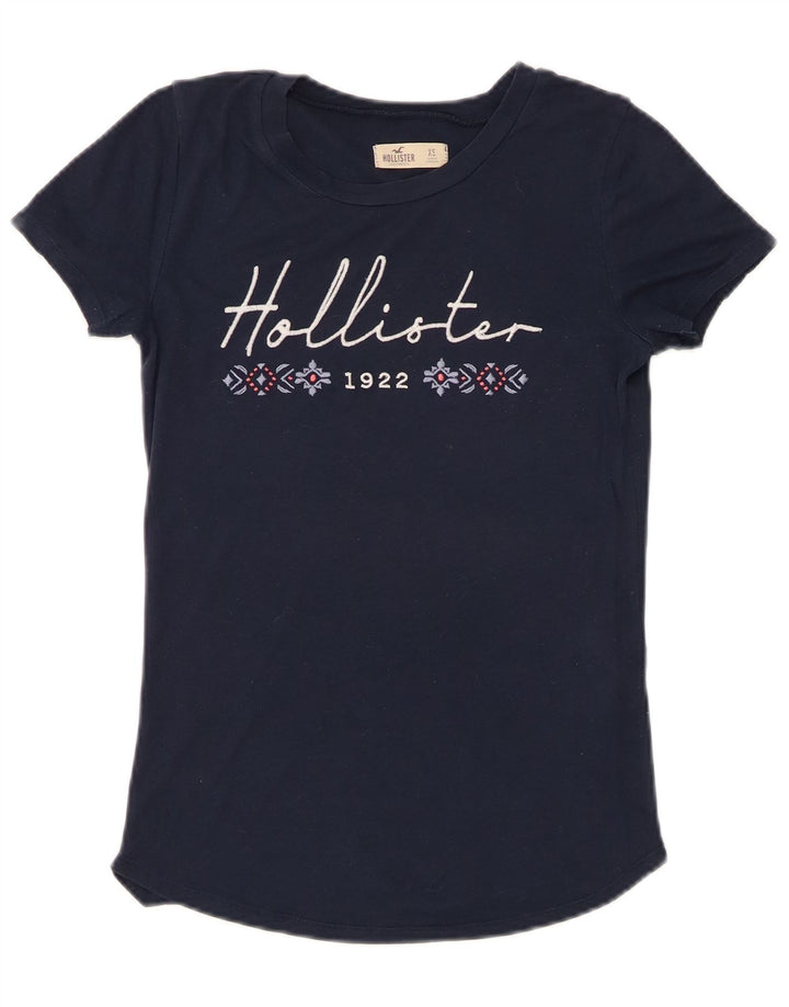 HOLLISTER Ženska grafička majica kratkih rukava UK 6 XS tamnoplavi pamuk
