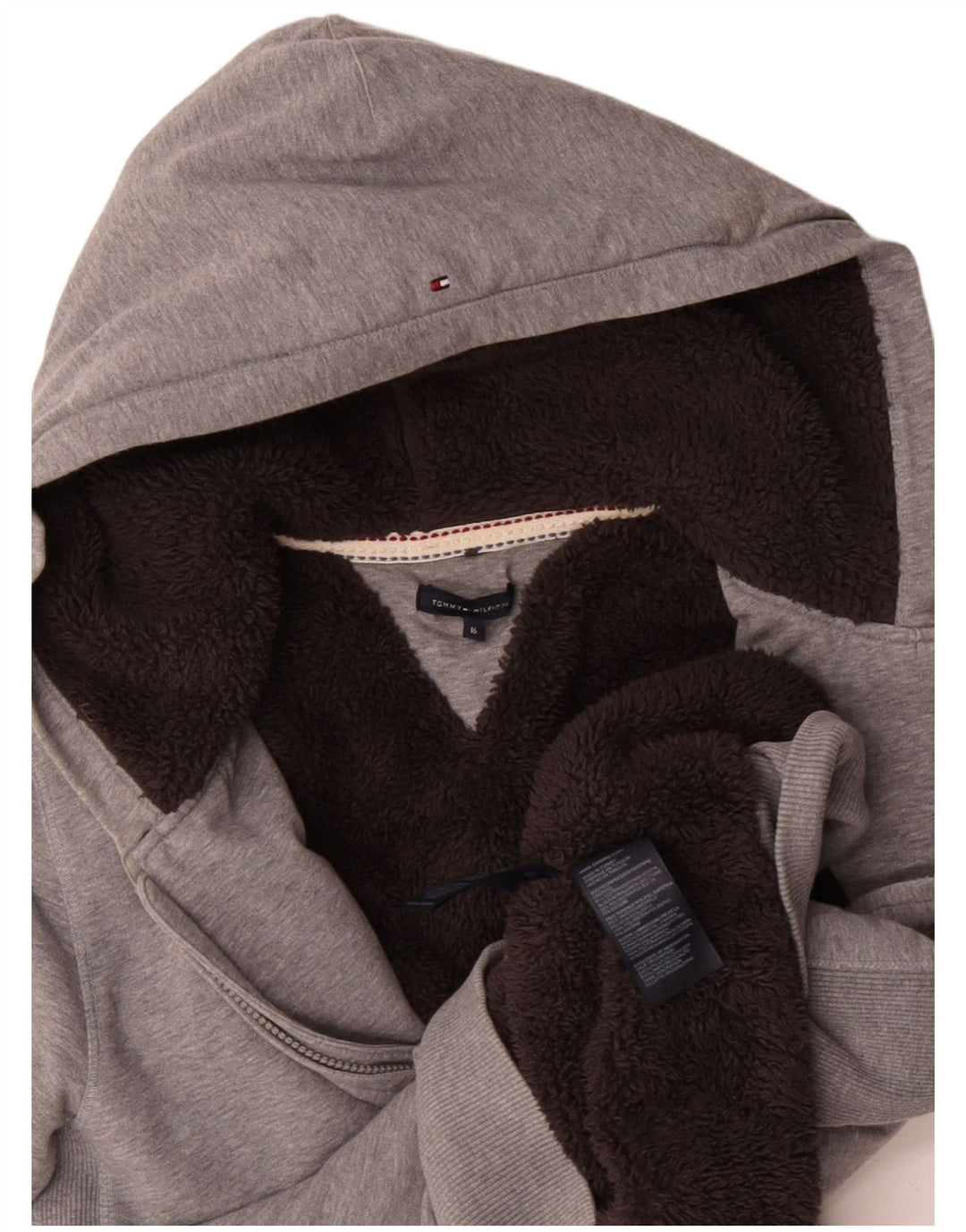 Tommy Hilfiger Boys Sherpa pulover s kapuljačom 15-16 godina, sivi pamuk