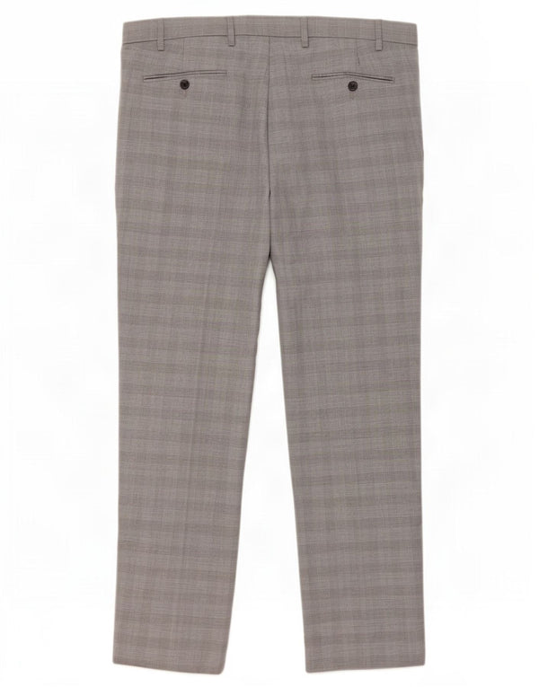 Marks & Spencer Mens Regular Fit Chino Trousers W40 L31 Grey Check