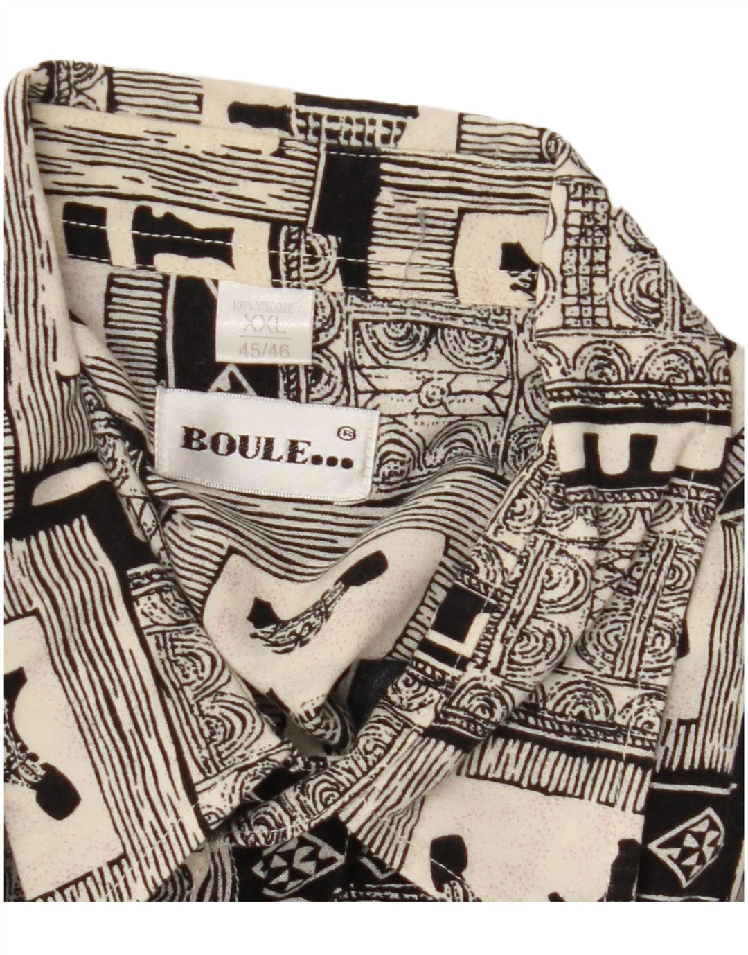 BOULEE muška košulja kratkih rukava veličina 45/46 2XL crna patchwork viskoza