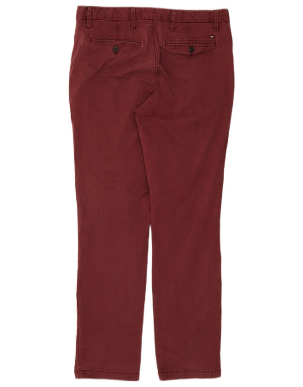 Tommy Hilfiger muške ravne chino hlače W32 L30 kestenjasti pamuk
