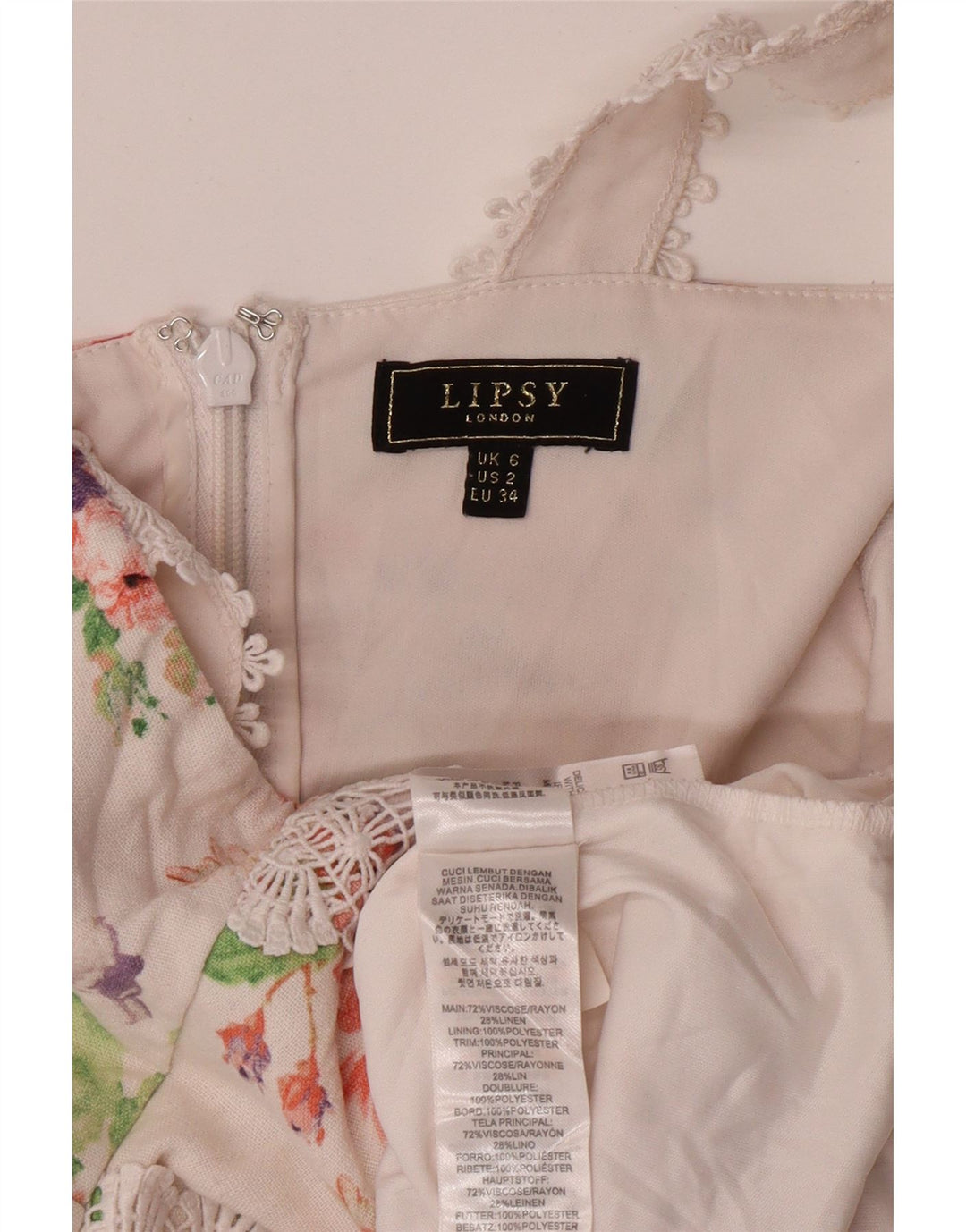 LIPSY ženska haljina bez rukava sirena UK 6 XS bijela cvjetna viskoza