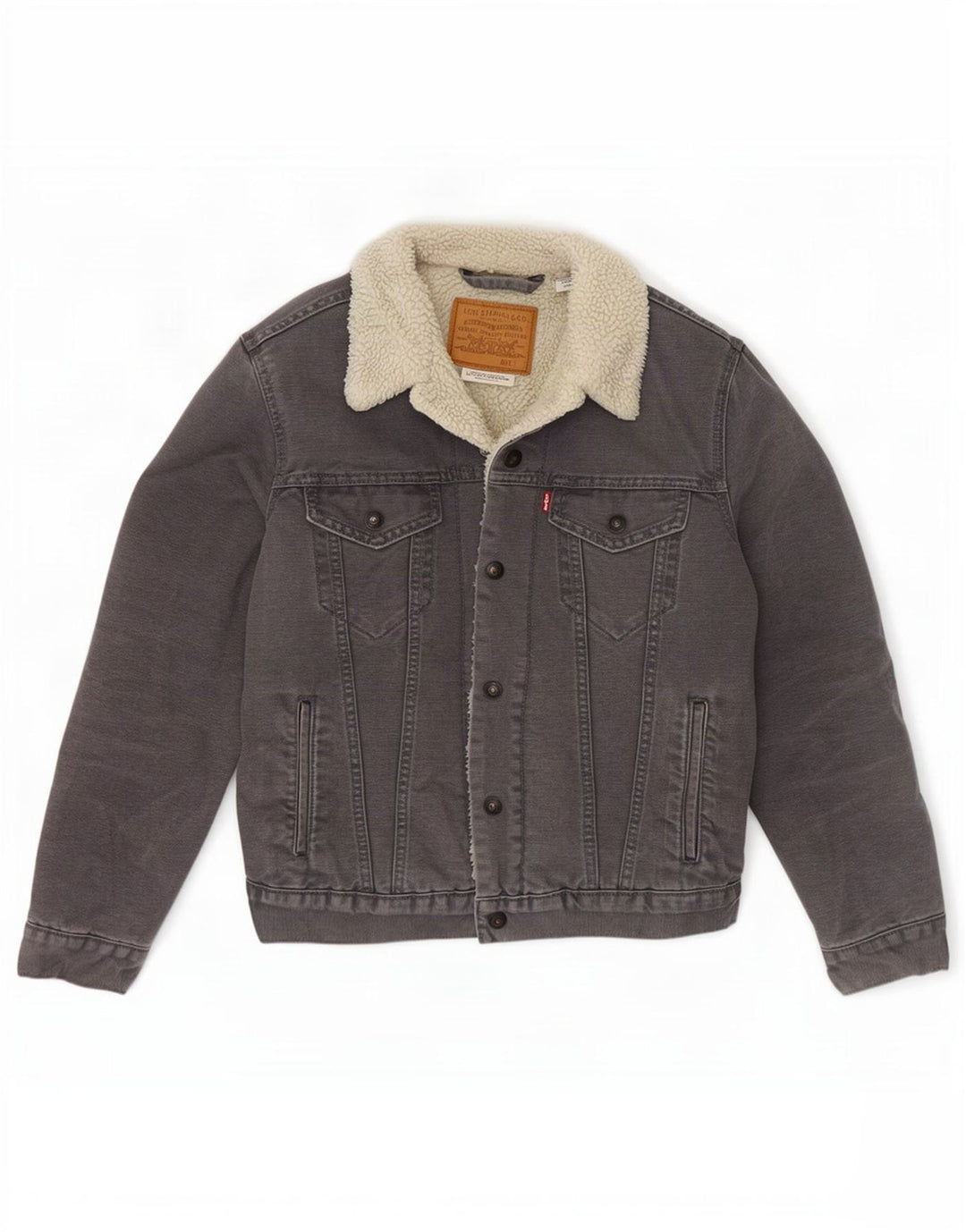 Levi's muška traper šerpa jakna UK 36 Mala siva pamuk