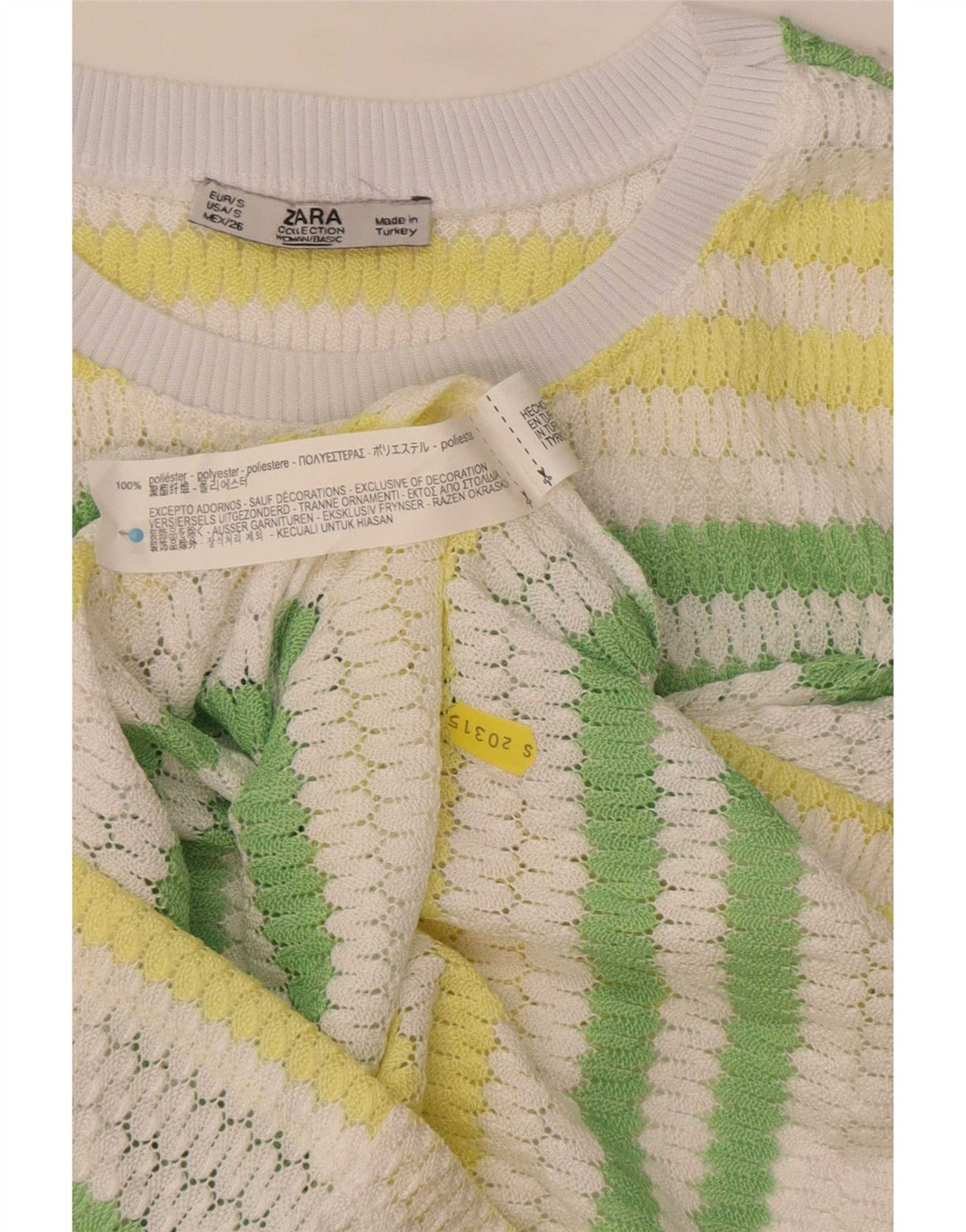 Zara ženski vrh od pletene bluze UK 10 Mali raznobojni prugasti poliester
