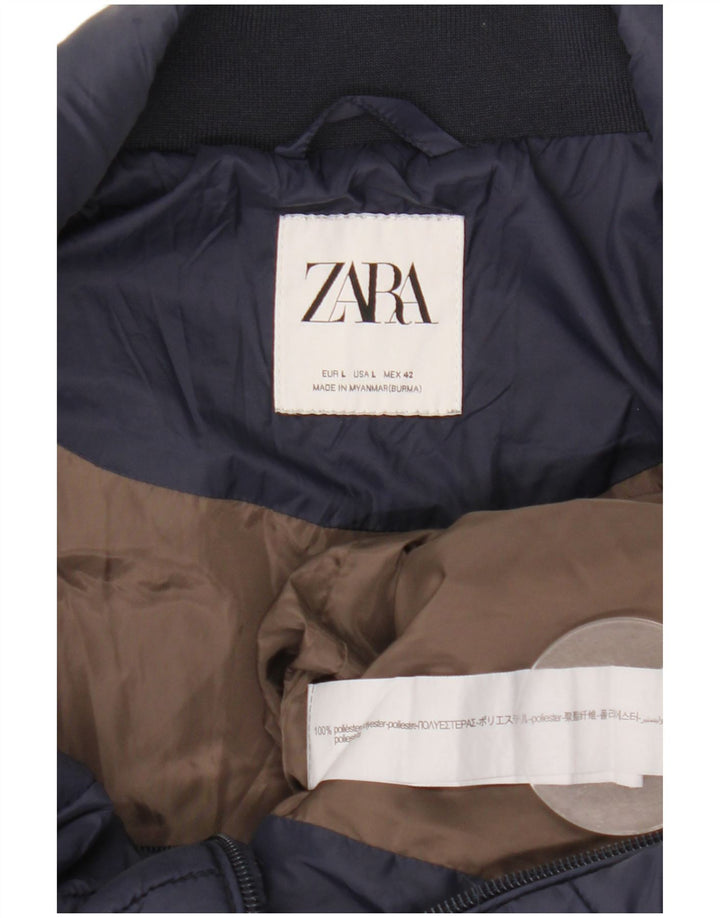 Zara muška podstavljena jakna UK 40 velika tamnoplava poliester