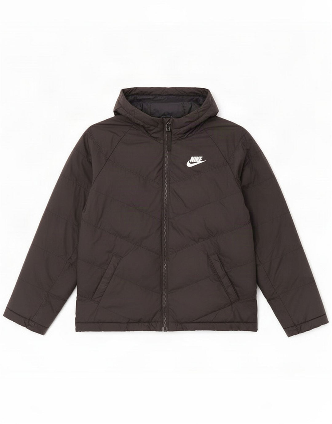 Nike Boys Hooded Padded Jacket 10-11 Years Medium Black Polyester