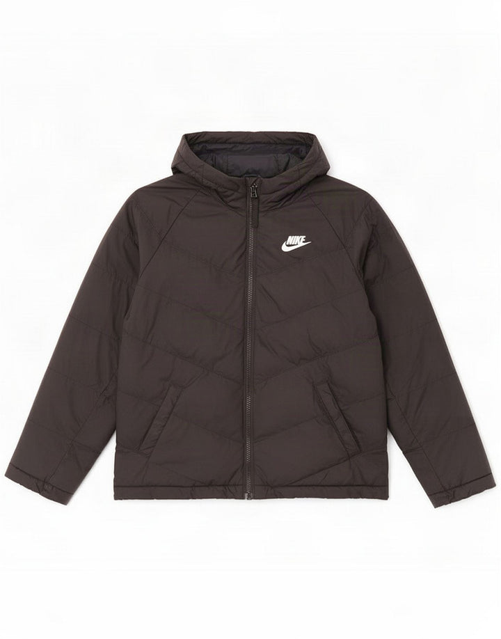 Nike Boys Hooded Padded Jacket 10-11 Years Medium Black Polyester