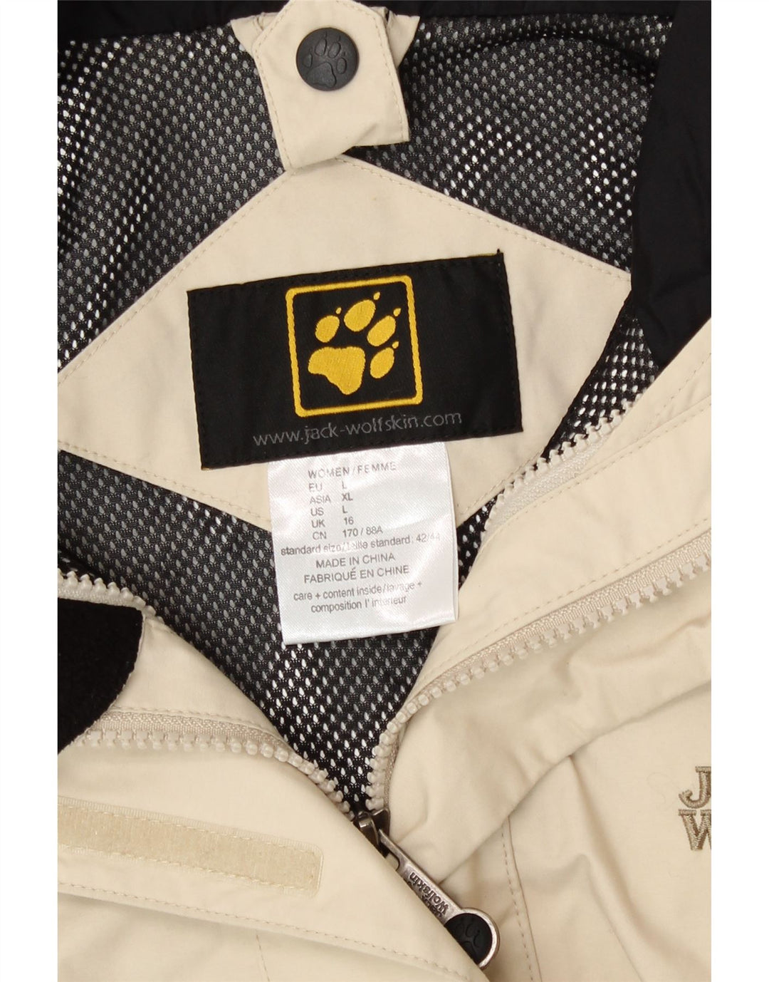 Jack Wolfskin ženska kišna jakna s kapuljačom UK 16 Large off white poliamid