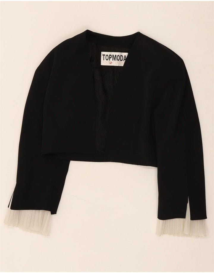 VINTAGE Womens Bolero Jacket IT 44 Medium Black Polyester Vintage Vintage and Second-Hand Vintage from Messina Hembry 