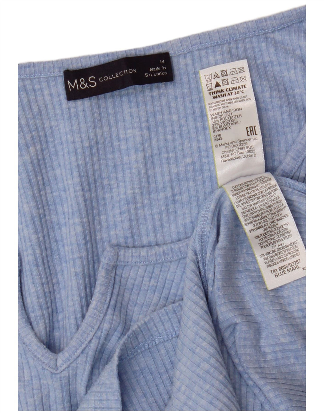Marks & Spencer ženska majica dugih rukava UK 14 veliki plavi poliester