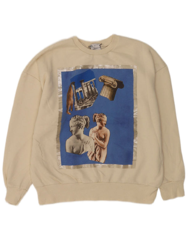 Zara ženski džemper prekomjerne majice s grafičkim motivima UK 10 Small Off White