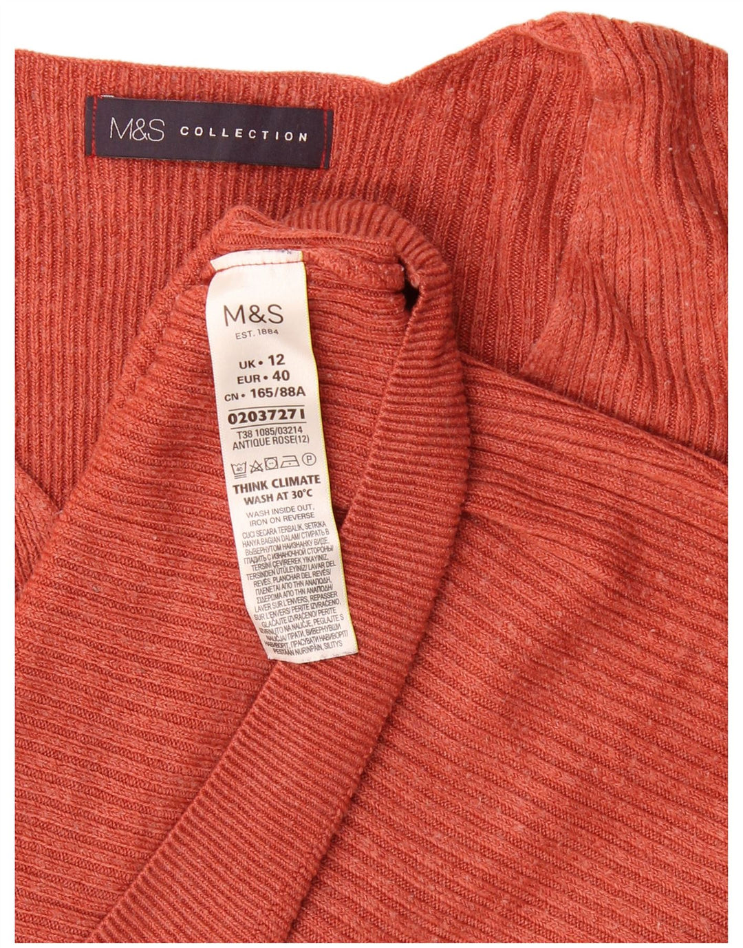 Marks & Spencer ženski džemper s V-izrezom UK 12 srednje smeđi akril