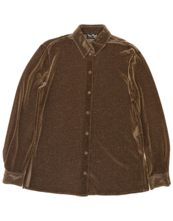 Vera Mont ženska košulja bluza UK 12 srednje smeđi poliester