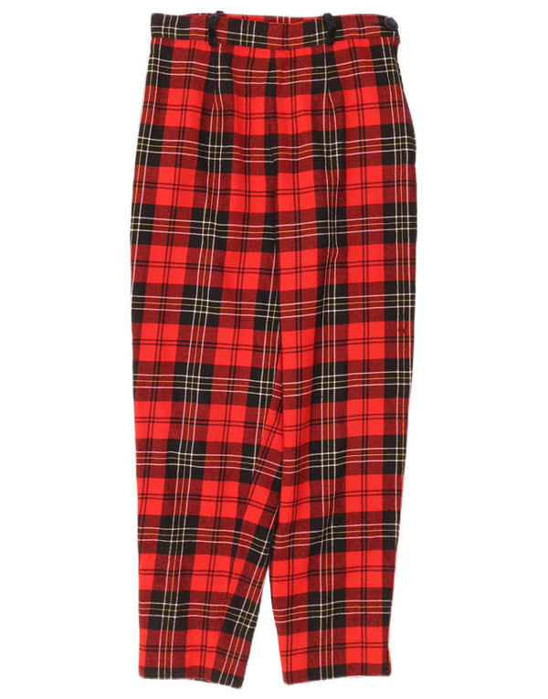 Vintage ženske sužene ležerne hlače visokog struka W26 L26 crvene karirane