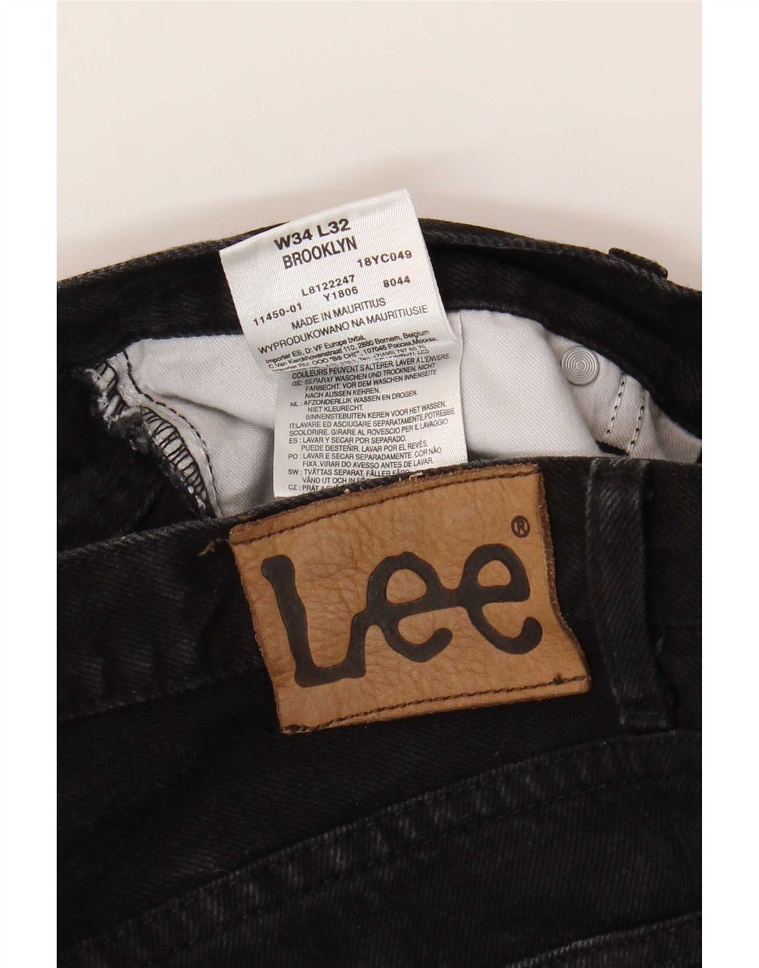 Lee Mens Brooklyn Straight Jeans W34 L32 Crni pamuk