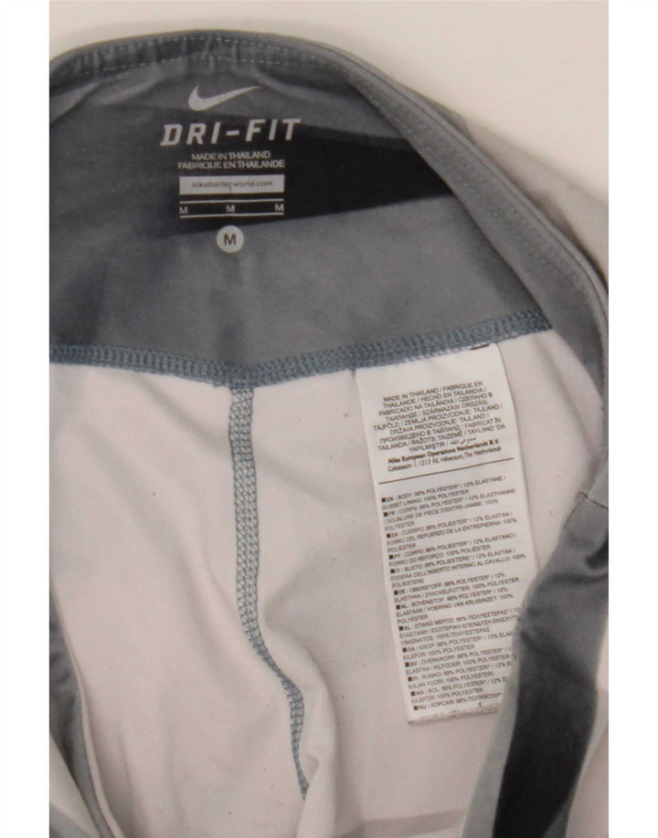 Nike Ženske Dri Fit Leggings UK 12 Srednje sive Geometrijski poliester