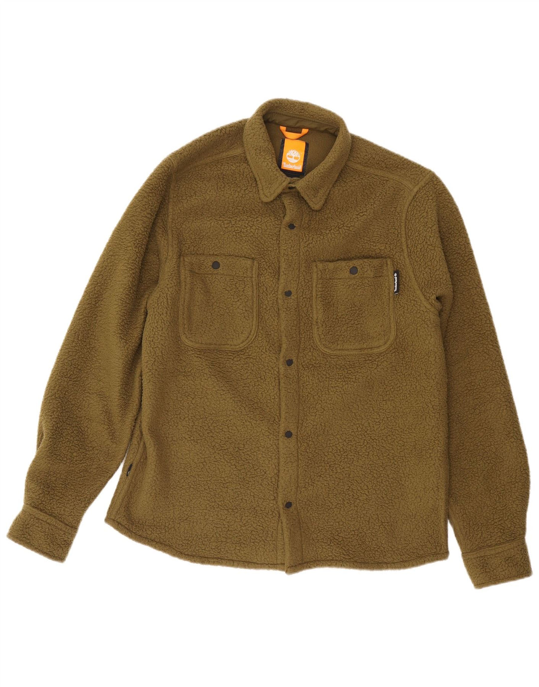 TIMBERLAND Mens Overshirt Fleece Shirt Small Khaki Polyester