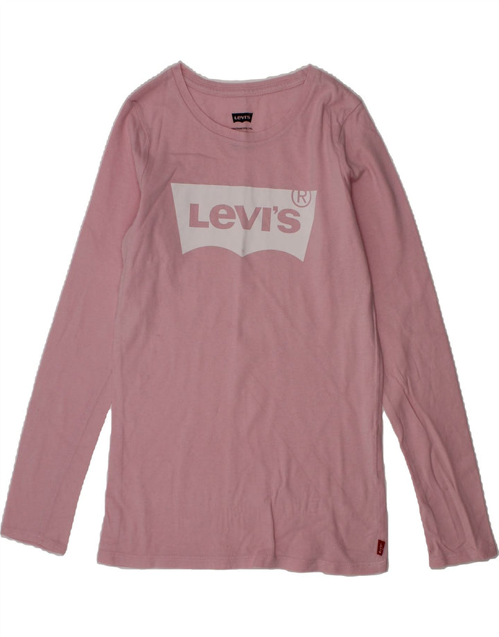 LEVI'S Girls Graphic Top Long Sleeve 9-10 Years Pink Vintage Levi's and Second-Hand Levi's from Messina Hembry 