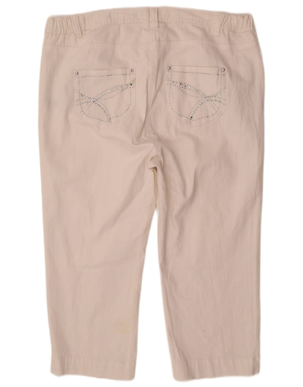 M&Co ženske ravne kapri traperice visokog struka UK 22 3XL W44 L22 bijeli pamuk