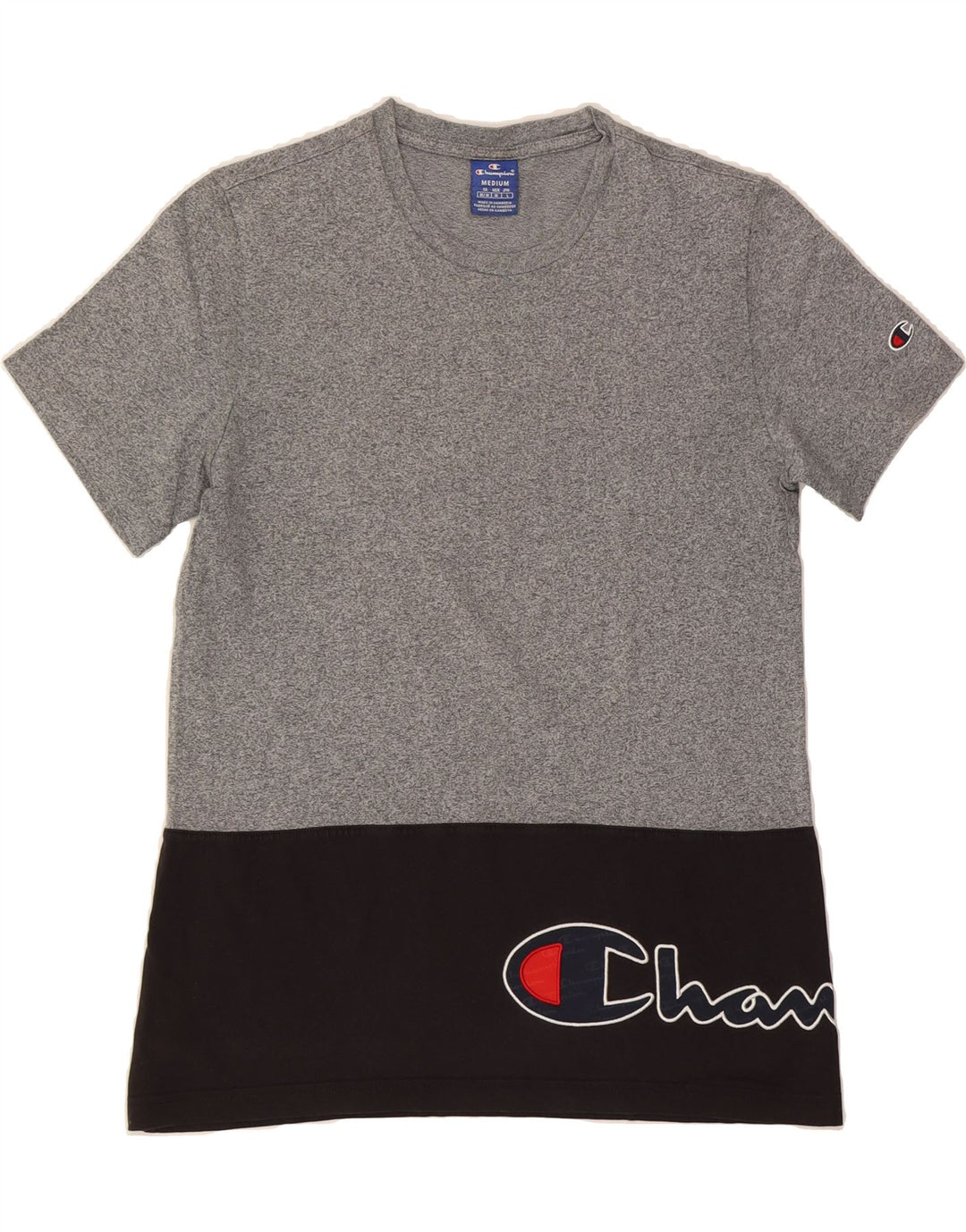 CHAMPION Womens Graphic Tunic Top UK 14 Medium Grey Colourblock Vintage Champion and Second-Hand Champion from Messina Hembry 