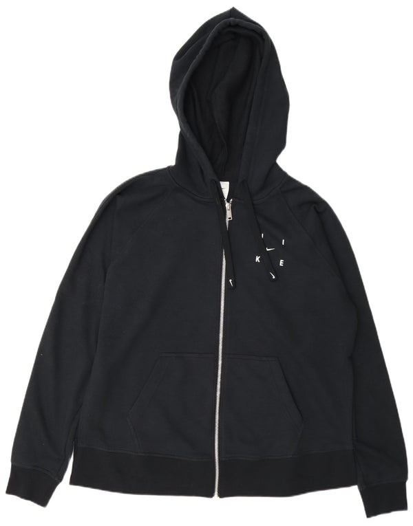 Nike ženski Dri Fit preveliki pulover s kapuljačom s patentnim zatvaračem UK 10 mali tamnoplavi