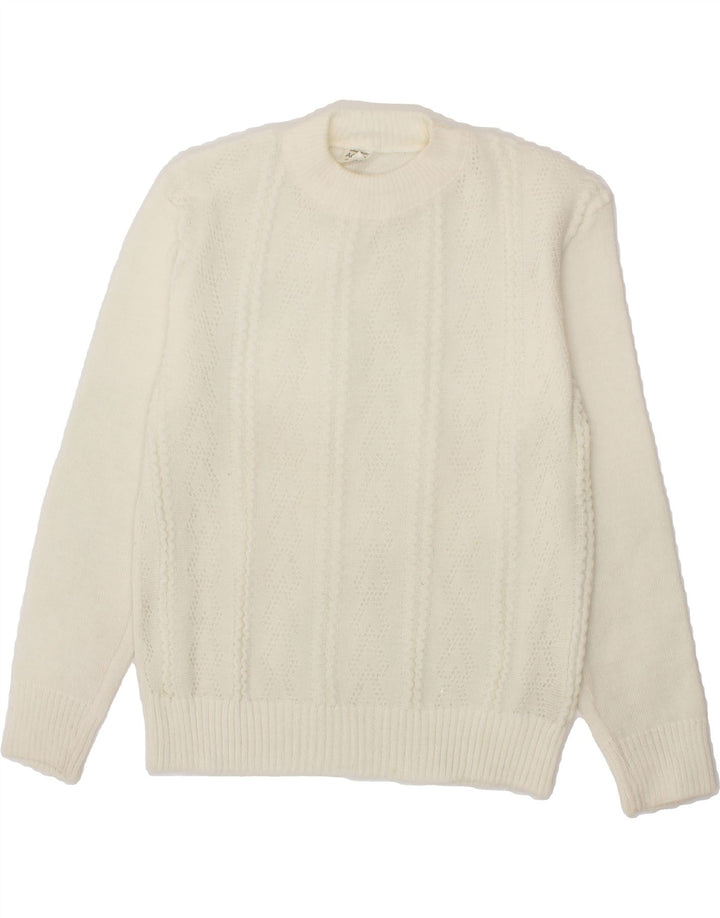 VINTAGE Womens Crew Neck Jumper Sweater IT 46 Large Off White Polyacrylic Vintage Vintage and Second-Hand Vintage from Messina Hembry 