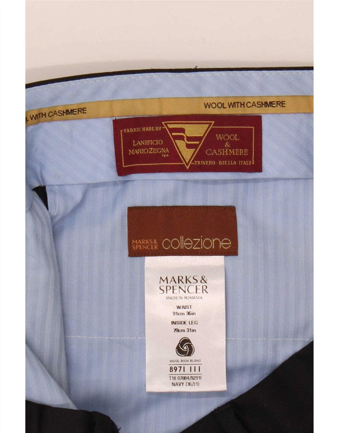 Marks & Spencer muške hlače ravnog odijela W36 L31 tamnoplava vuna