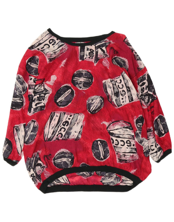 Vintage ženska prevelika majica s apstraktnim uzorkom UK 18 XL crvena