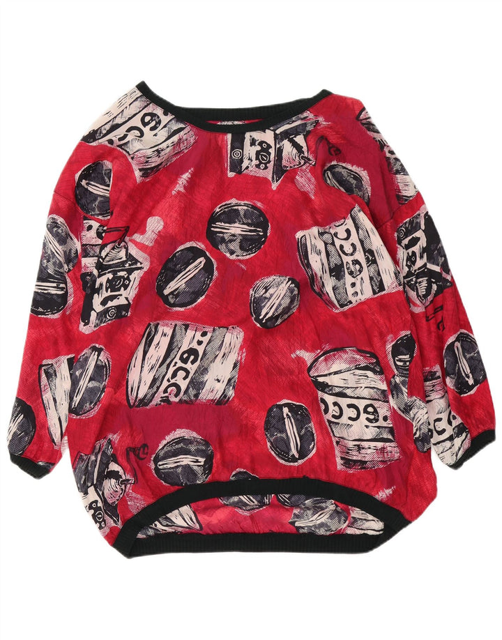 Vintage ženska prevelika majica s apstraktnim uzorkom UK 18 XL crvena