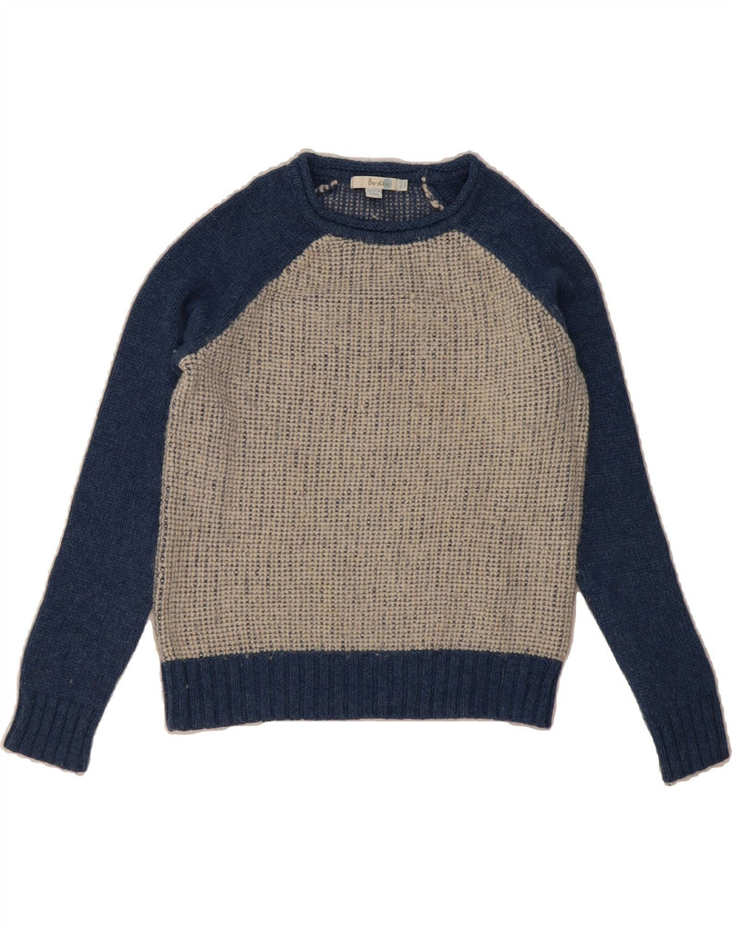 BODEN Womens Crew Neck Jumper Sweater UK 10 Small Grey Colourblock Wool Vintage Boden and Second-Hand Boden from Messina Hembry 