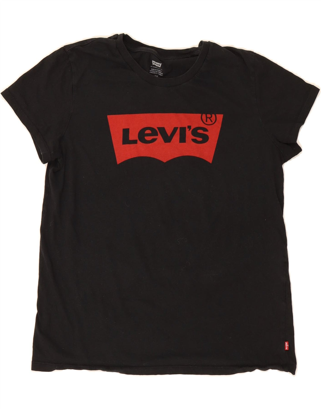 LEVI'S Womens Graphic T-Shirt Top UK 14 Large Black Vintage Levi's and Second-Hand Levi's from Messina Hembry 